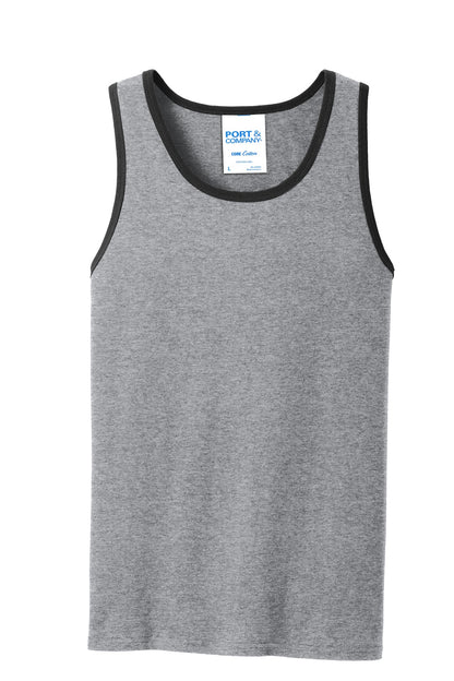 Port & Company Core Cotton Tank Top.  PC54TT Athletic Heather/ Jet Black