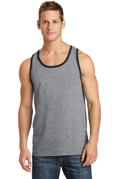 Port & Company Core Cotton Tank Top.  PC54TT Athletic Heather/ Jet Black