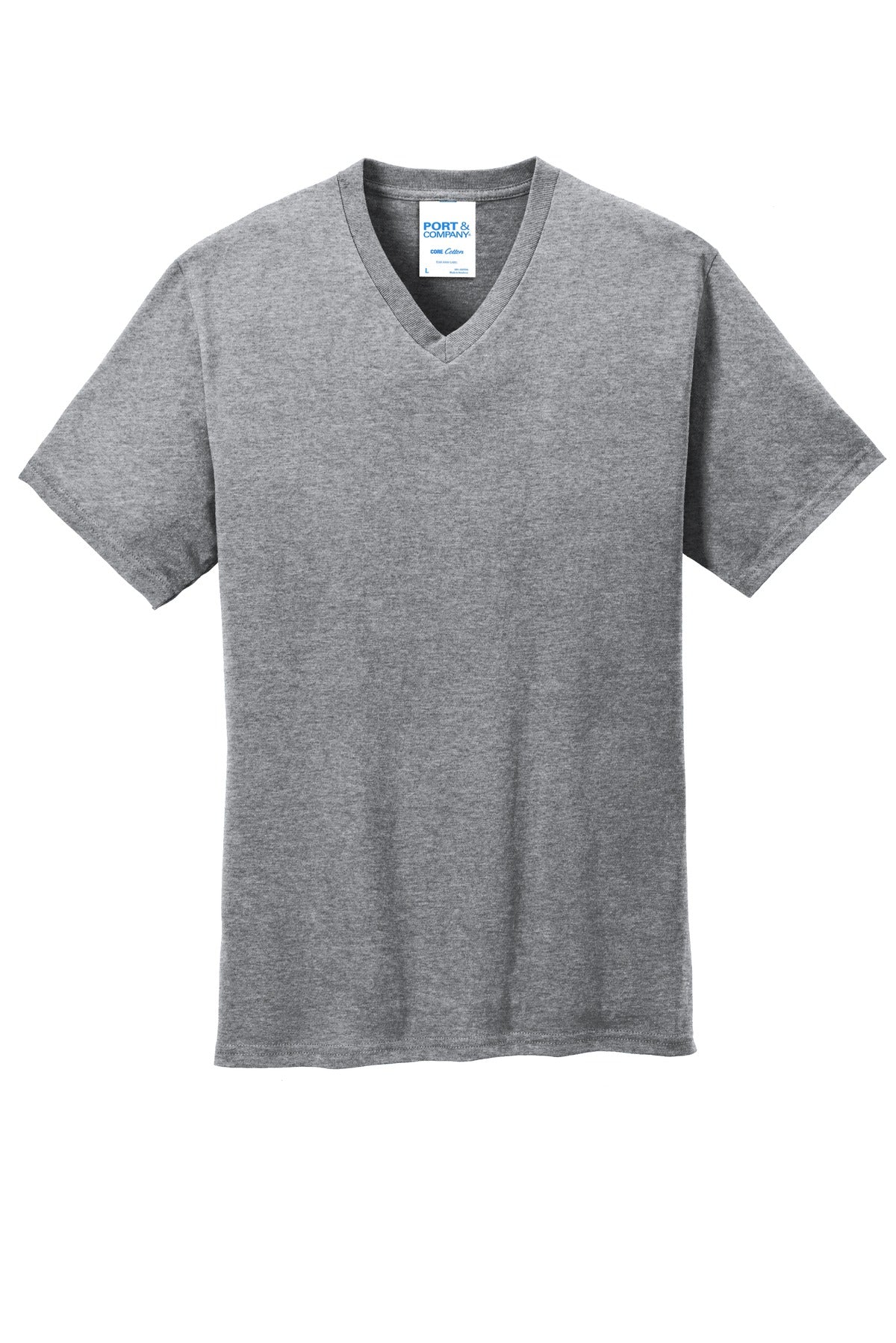 Port & Company Core Cotton V-Neck Tee. PC54V Athletic Heather