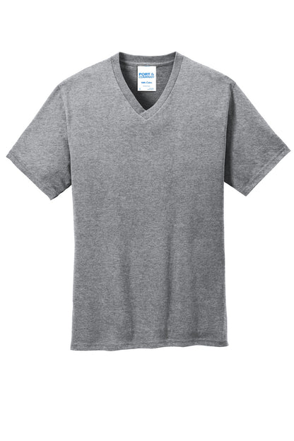 Port & Company Core Cotton V-Neck Tee. PC54V Athletic Heather