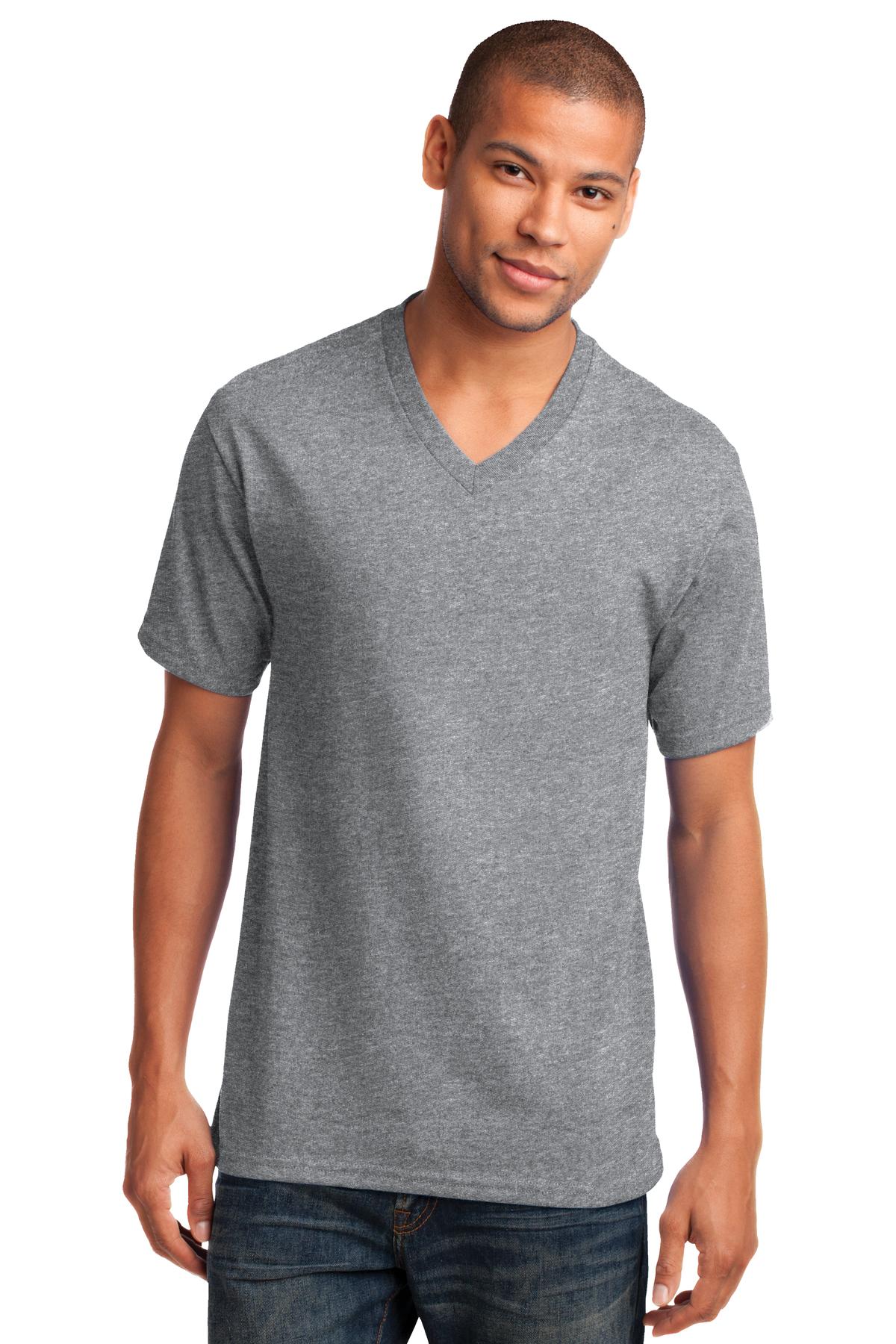 Port & Company Core Cotton V-Neck Tee. PC54V Athletic Heather