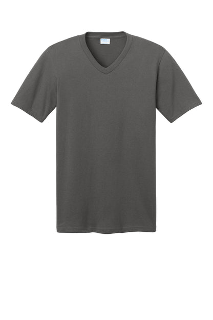 Port & Company Core Cotton V-Neck Tee. PC54V Charcoal