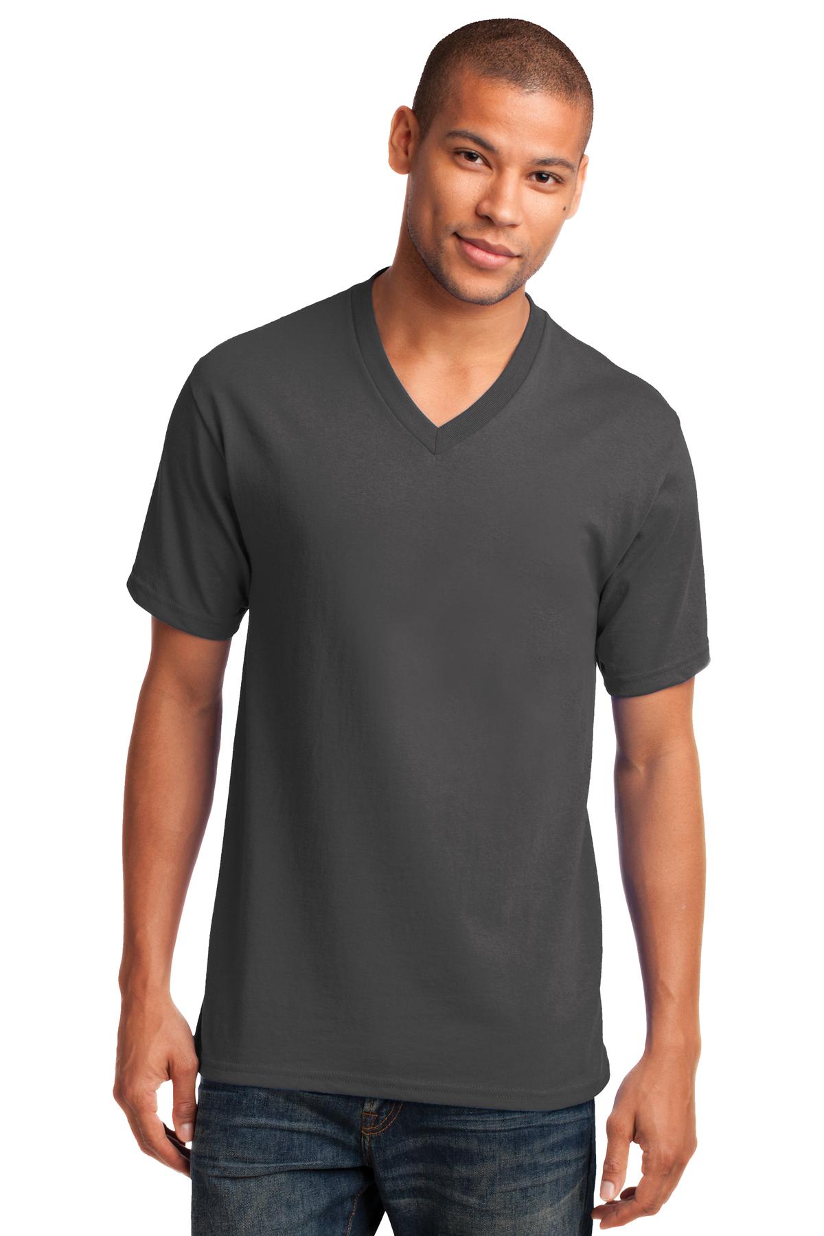 Port & Company Core Cotton V-Neck Tee. PC54V Charcoal