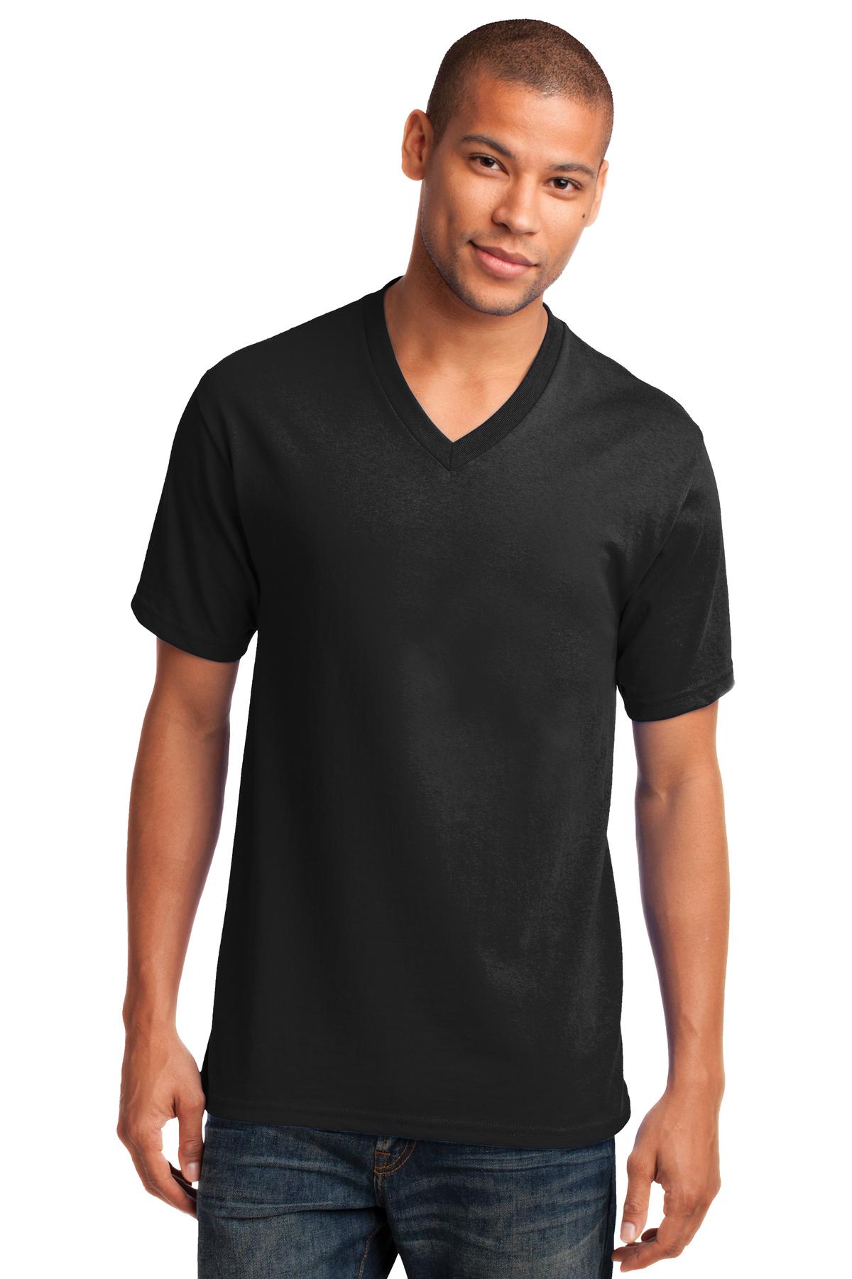 Port & Company Core Cotton V-Neck Tee. PC54V Jet Black
