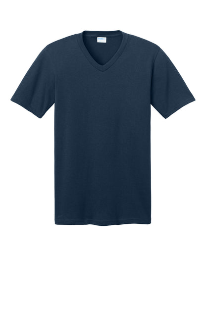Port & Company Core Cotton V-Neck Tee. PC54V Navy