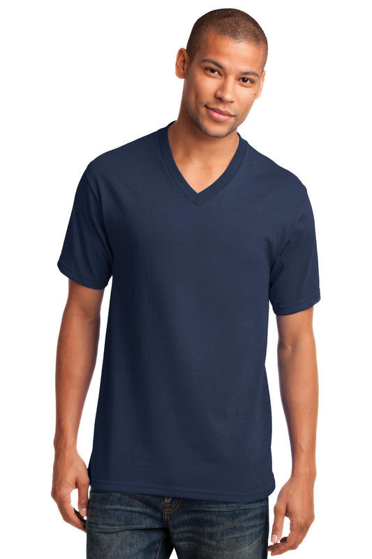Port & Company Core Cotton V-Neck Tee. PC54V Navy