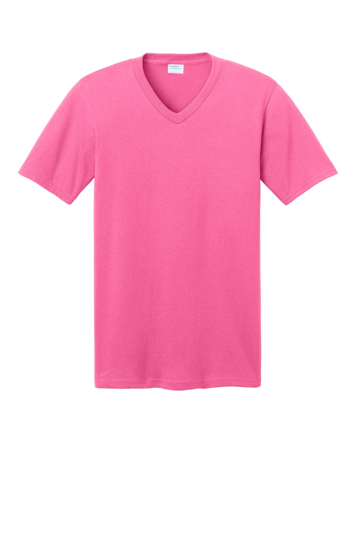 Port & Company Core Cotton V-Neck Tee. PC54V Neon Pink