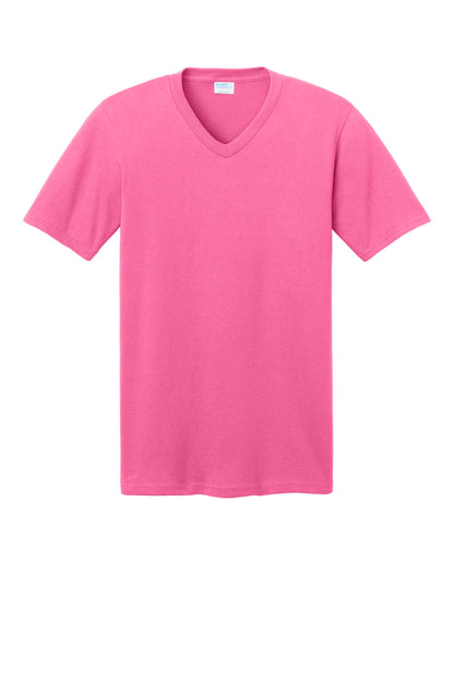 Port & Company Core Cotton V-Neck Tee. PC54V Neon Pink