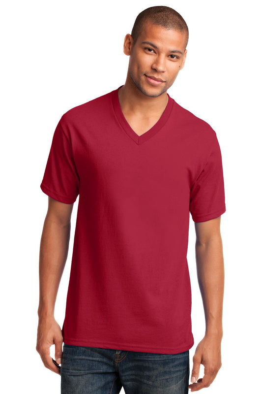 Port & Company Core Cotton V-Neck Tee. PC54V Red