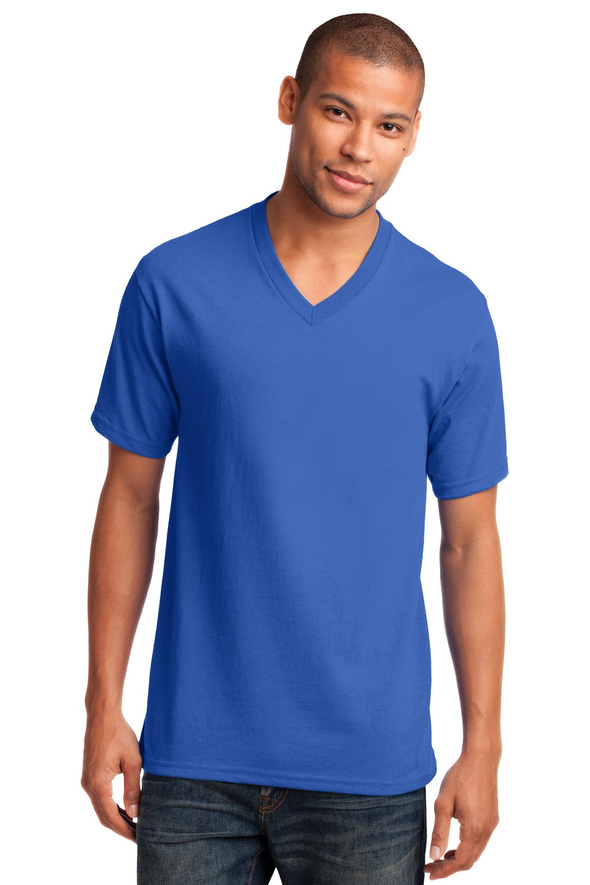 Port & Company Core Cotton V-Neck Tee. PC54V Royal
