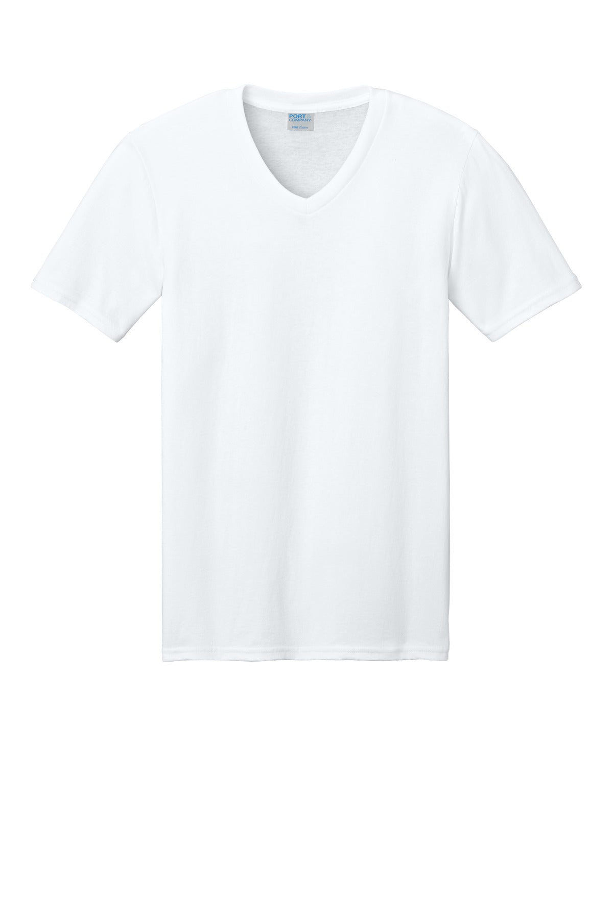 Port & Company Core Cotton V-Neck Tee. PC54V White