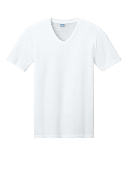 Port & Company Core Cotton V-Neck Tee. PC54V White