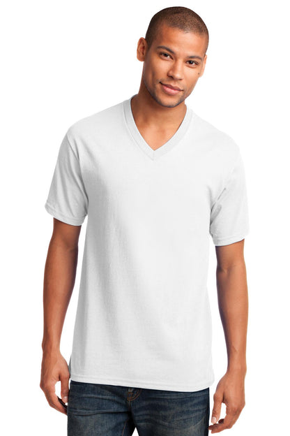 Port & Company Core Cotton V-Neck Tee. PC54V White