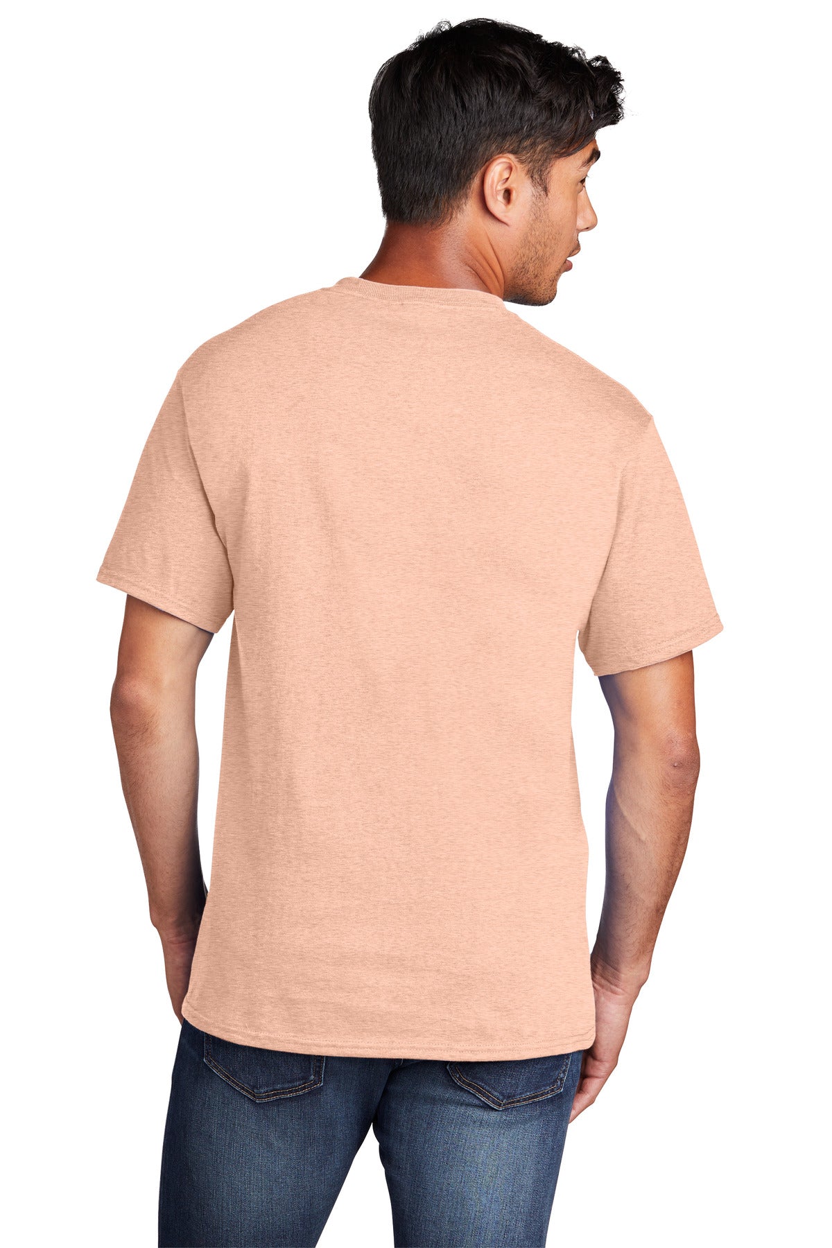 Port & Company Core Cotton Tee. PC54 Heathered Dusty Peach