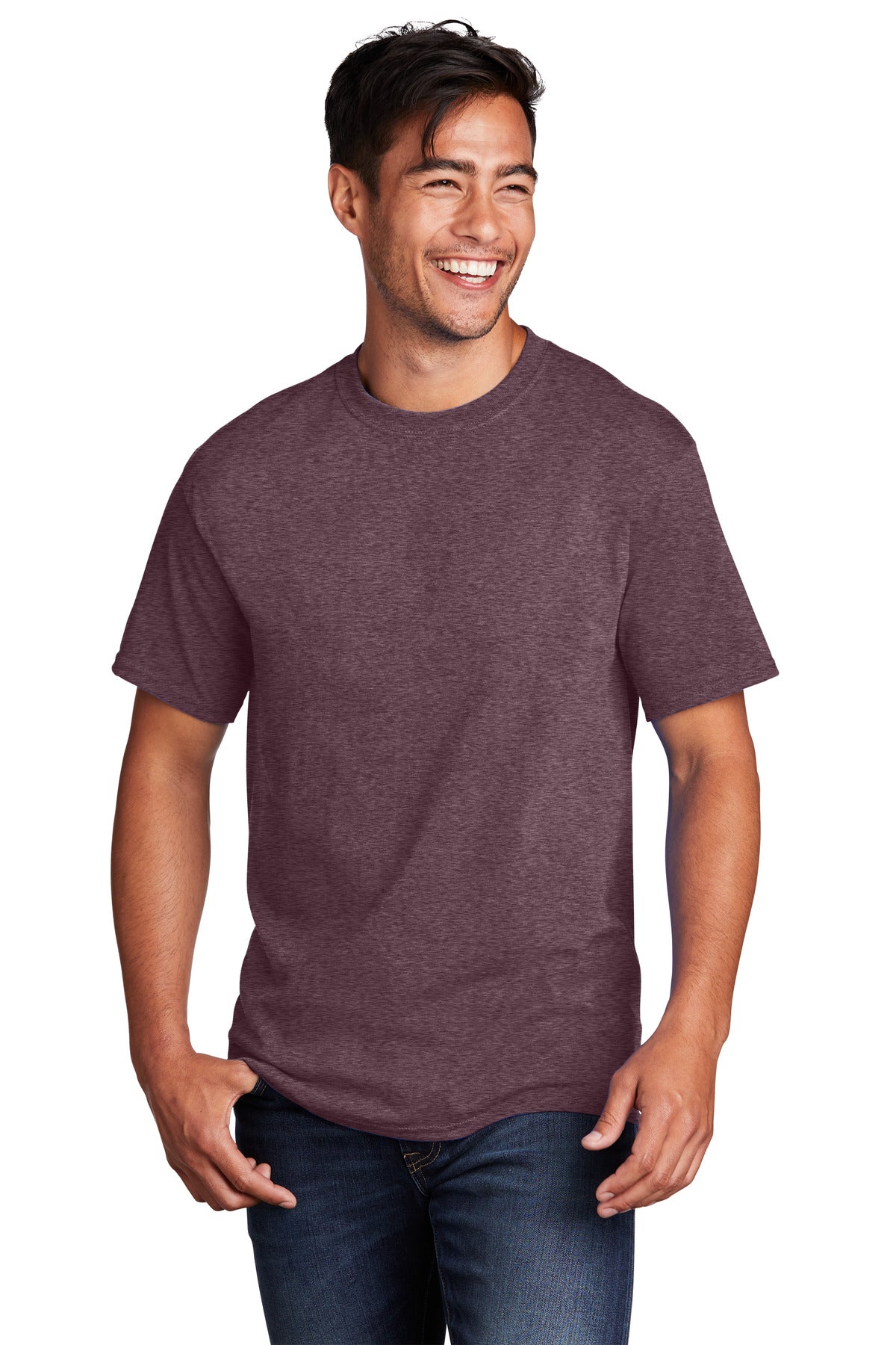Port & Company Core Cotton Tee. PC54 Heather Athletic Maroon