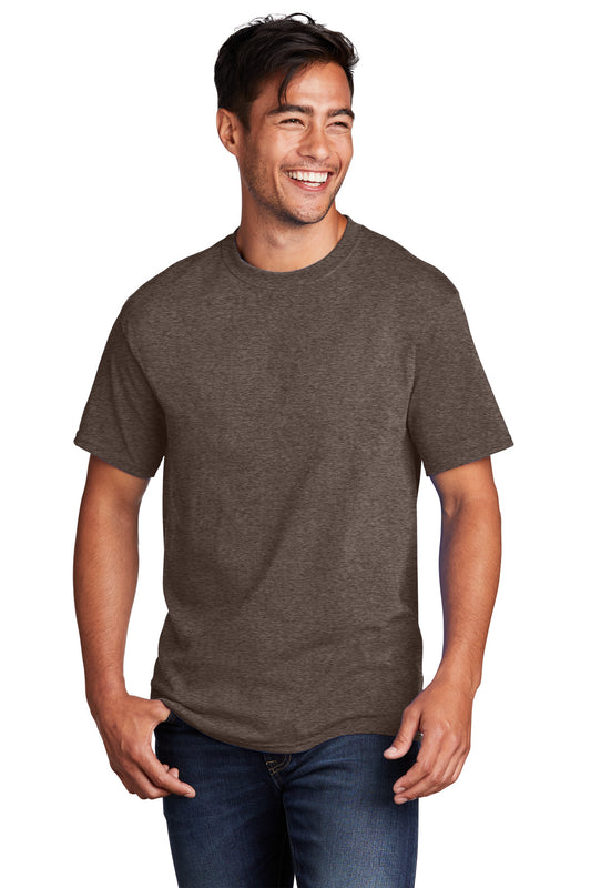 Port & Company Core Cotton Tee. PC54 Heather Dark Chocolate Brown