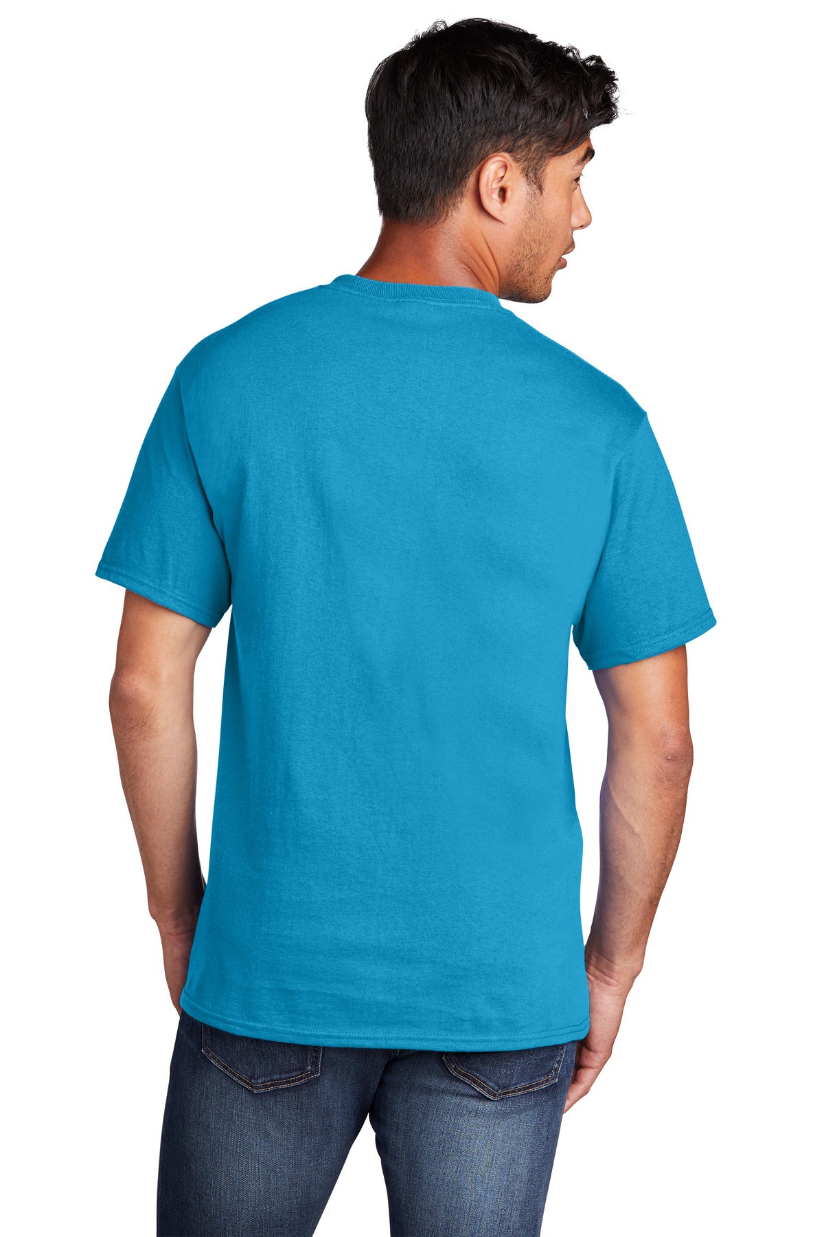 Port & Company Core Cotton Tee. PC54 Neon Blue