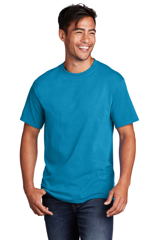 Port & Company Core Cotton Tee. PC54 Neon Blue