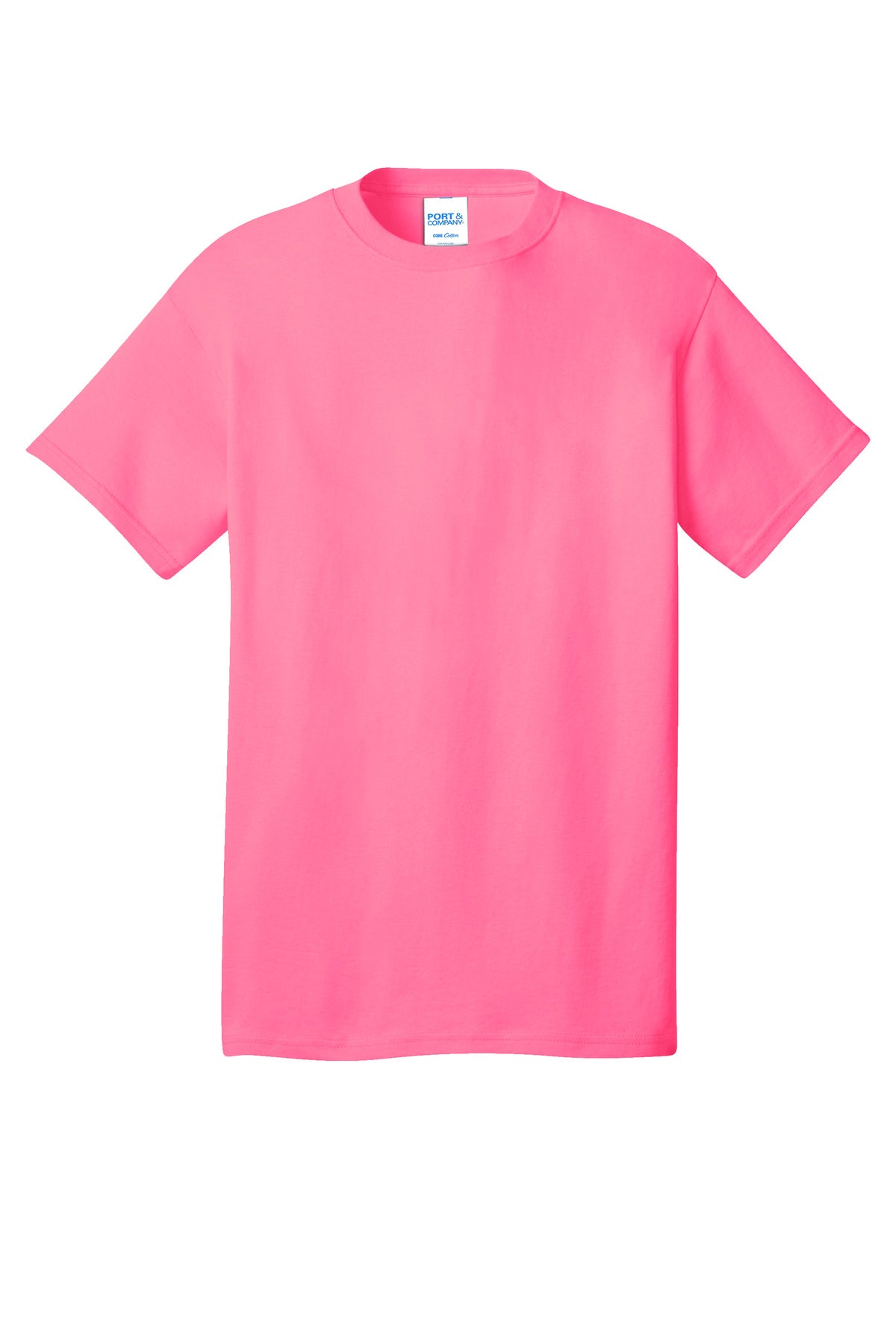 Port & Company Core Cotton Tee. PC54 Neon Pink