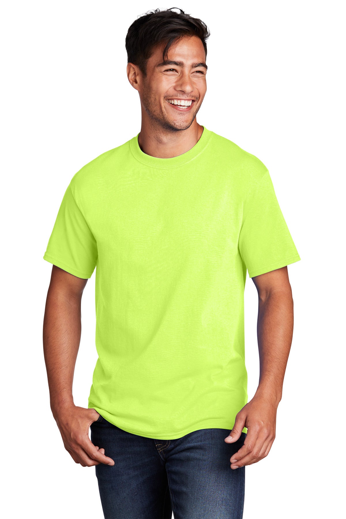 Port & Company Core Cotton Tee. PC54 Neon Yellow