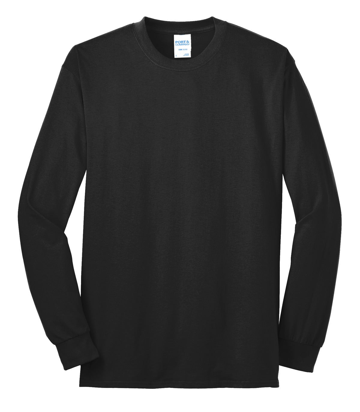 Port & Company Tall Long Sleeve Core Blend Tee. PC55LST Jet Black Tall