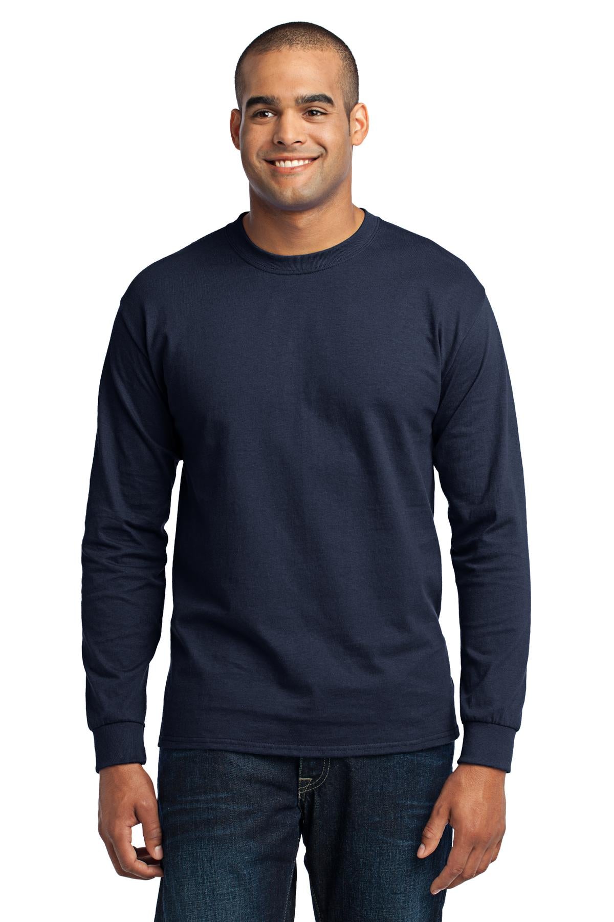 Port & Company Tall Long Sleeve Core Blend Tee. PC55LST Navy Tall