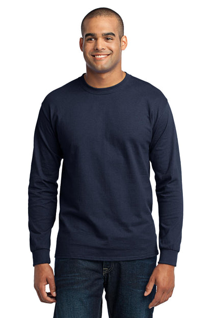 Port & Company Tall Long Sleeve Core Blend Tee. PC55LST Navy Tall