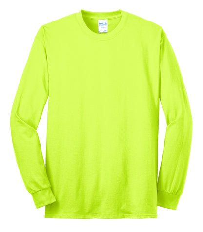 Port & Company Long Sleeve Core Blend Tee. PC55LS Safety Green