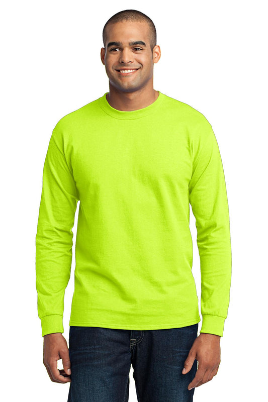 Port & Company Long Sleeve Core Blend Tee. PC55LS Safety Green
