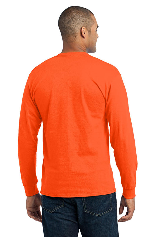 Port & Company Tall Long Sleeve Core Blend Tee. PC55LST Safety Orange Tall