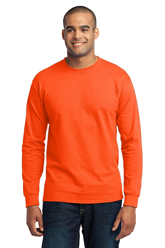 Port & Company Tall Long Sleeve Core Blend Tee. PC55LST Safety Orange Tall