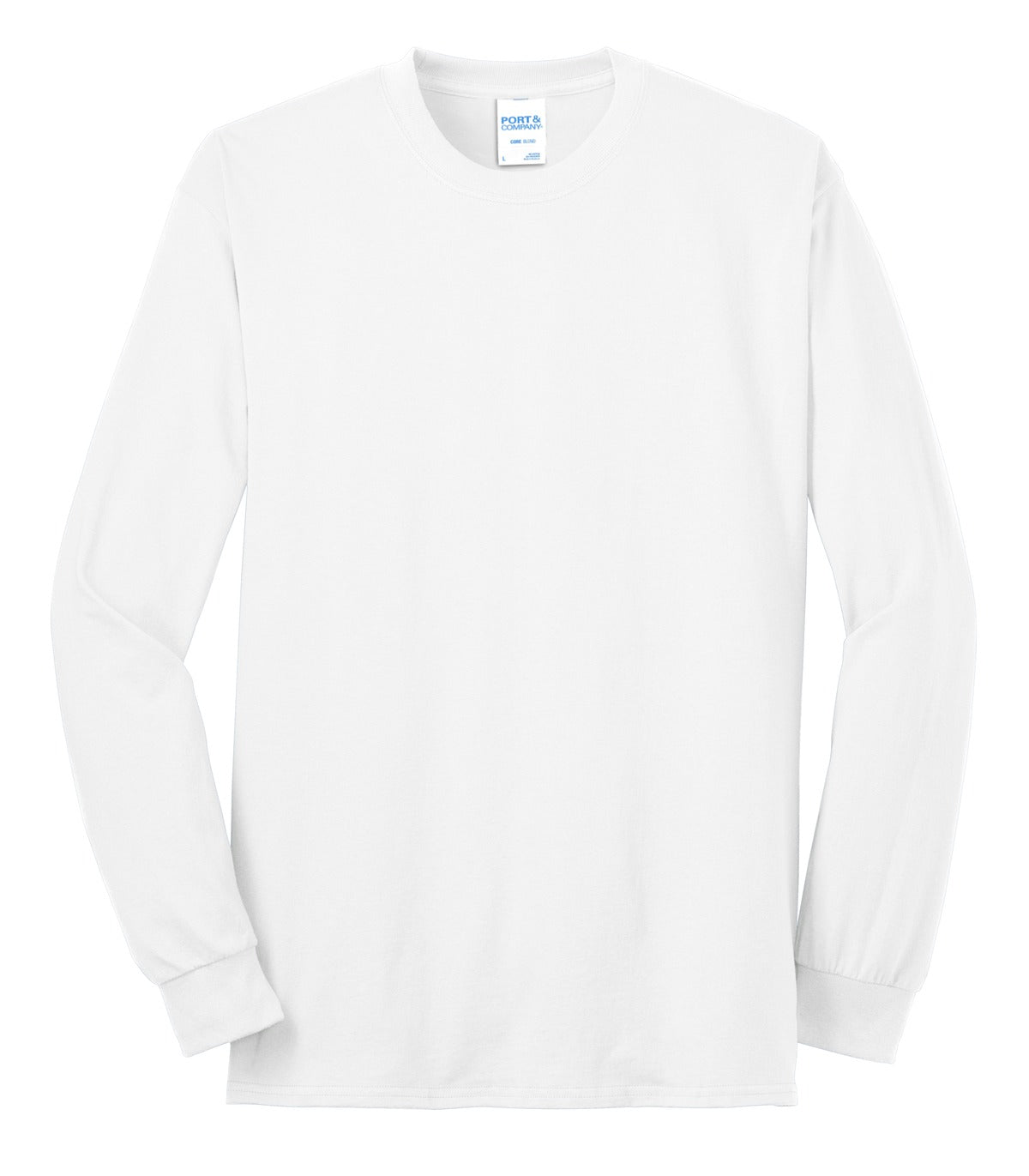 Port & Company Tall Long Sleeve Core Blend Tee. PC55LST White Tall