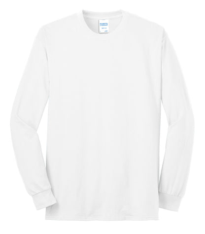 Port & Company Tall Long Sleeve Core Blend Tee. PC55LST White Tall