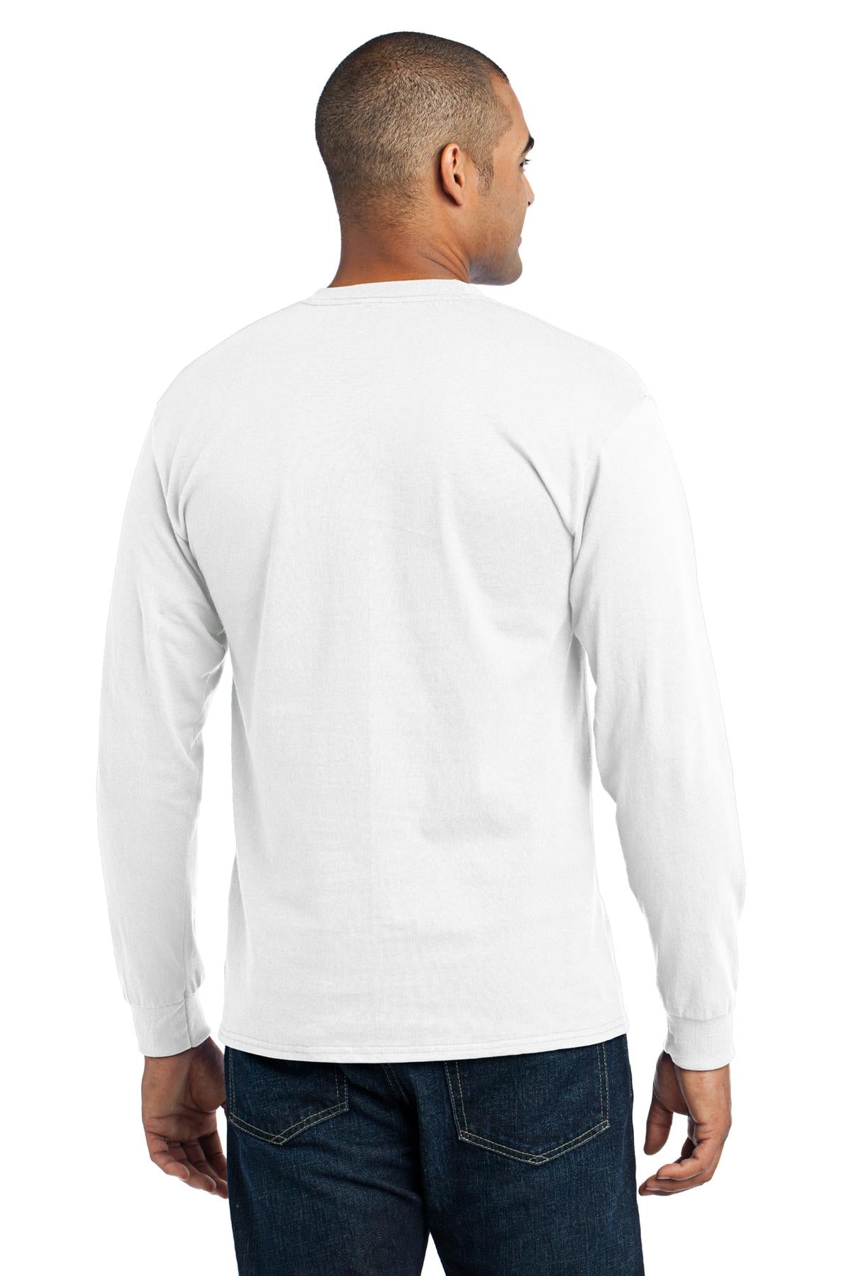 Port & Company Tall Long Sleeve Core Blend Tee. PC55LST White Tall
