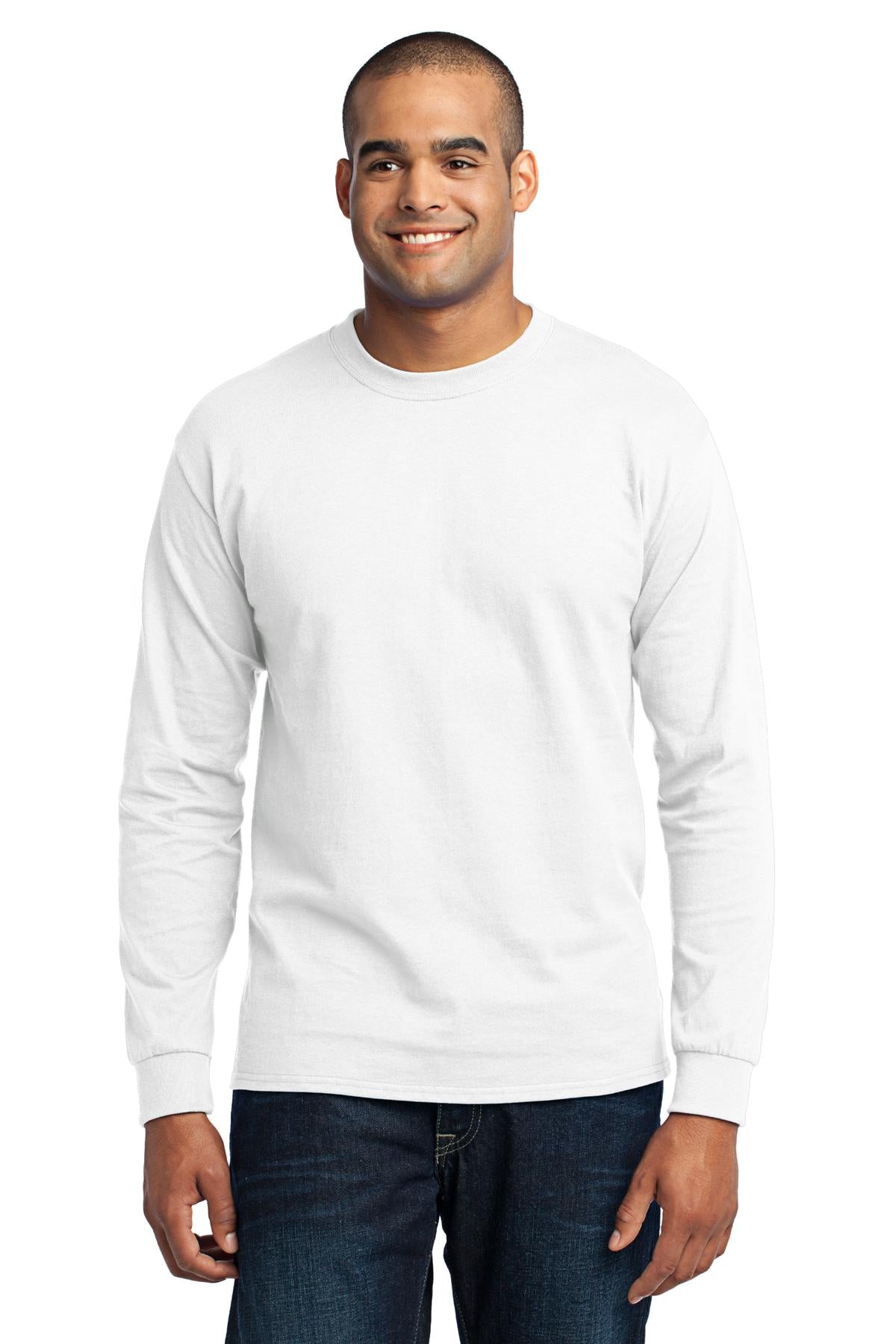 Port & Company Long Sleeve Core Blend Tee. PC55LS White