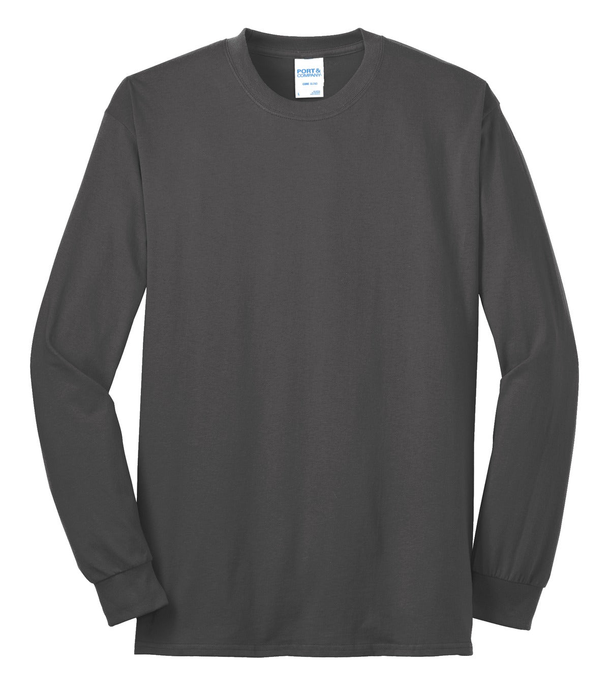Port & Company Tall Long Sleeve Core Blend Tee. PC55LST Charcoal Tall