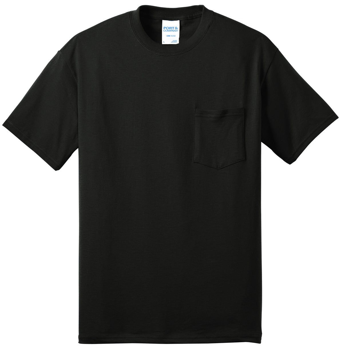 Port & Company Tall Core Blend Pocket Tee. PC55PT Jet Black Tall