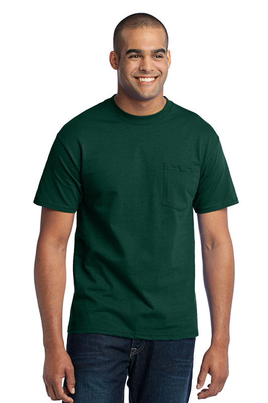 Port & Company Core Blend Pocket Tee. PC55P Dark Green