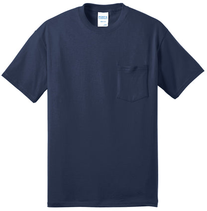 Port & Company Core Blend Pocket Tee. PC55P Navy