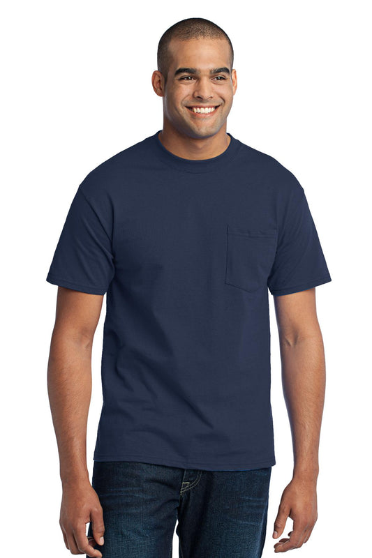 Port & Company Core Blend Pocket Tee. PC55P Navy