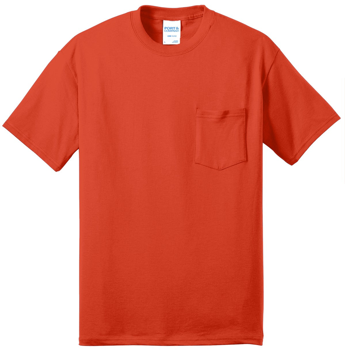 Port & Company Tall Core Blend Pocket Tee. PC55PT Orange Tall