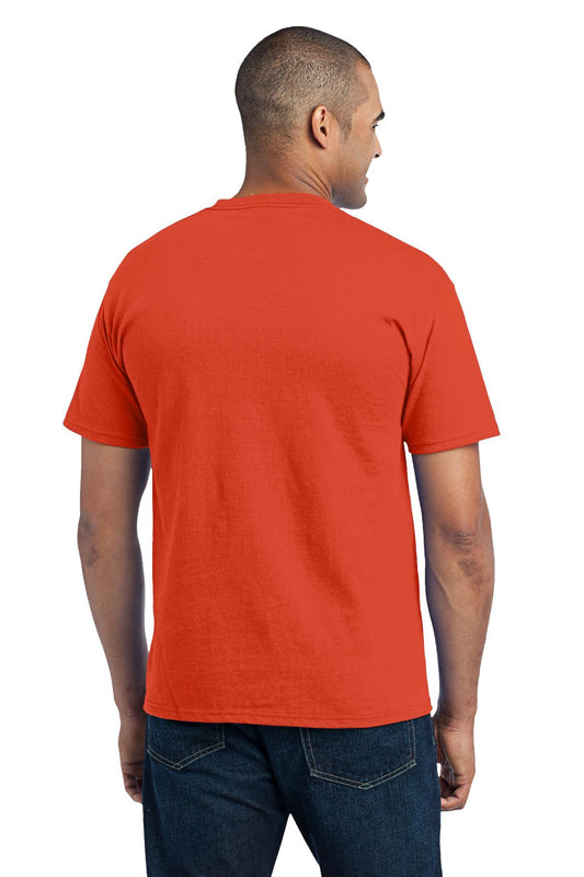 Port & Company Core Blend Pocket Tee. PC55P Orange