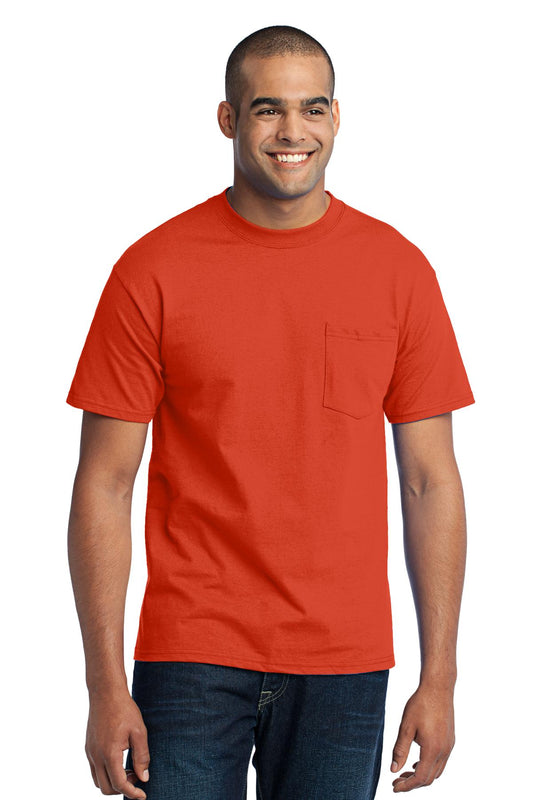 Port & Company Tall Core Blend Pocket Tee. PC55PT Orange Tall