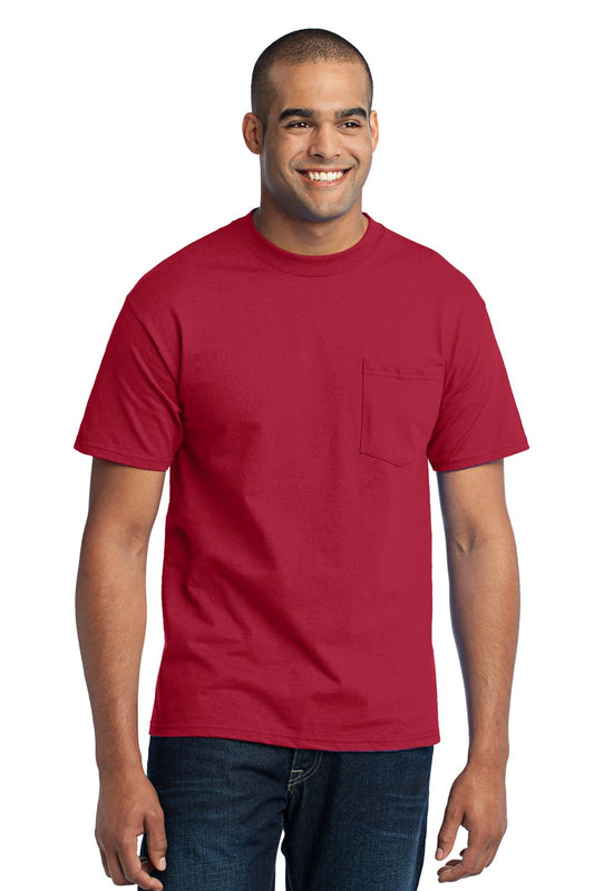 Port & Company Core Blend Pocket Tee. PC55P Red
