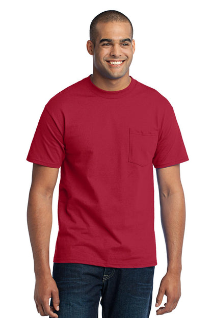 Port & Company Tall Core Blend Pocket Tee. PC55PT Red Tall