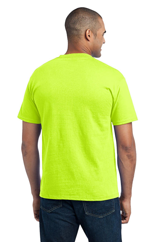 Port & Company Core Blend Pocket Tee. PC55P Safety Green