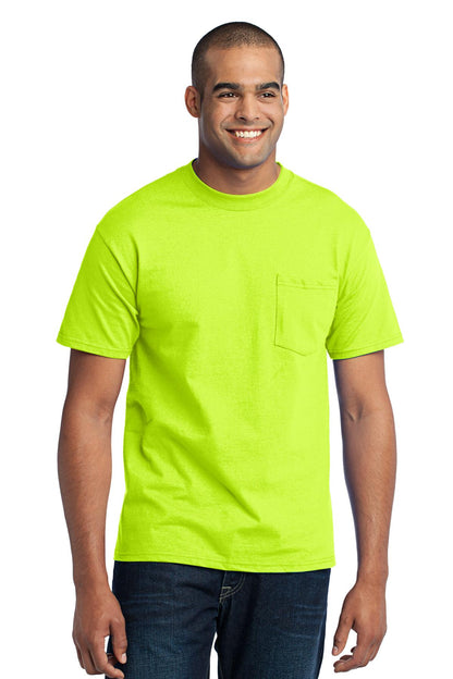 Port & Company Tall Core Blend Pocket Tee. PC55PT Safety Green Tall