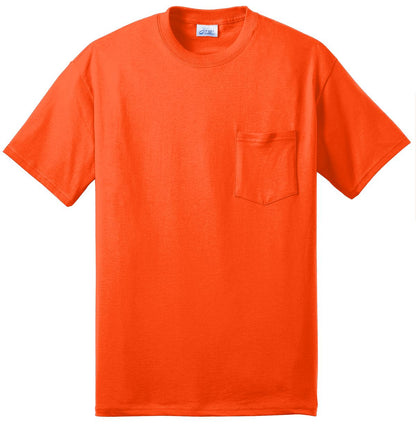 Port & Company Tall Core Blend Pocket Tee. PC55PT Safety Orange Tall