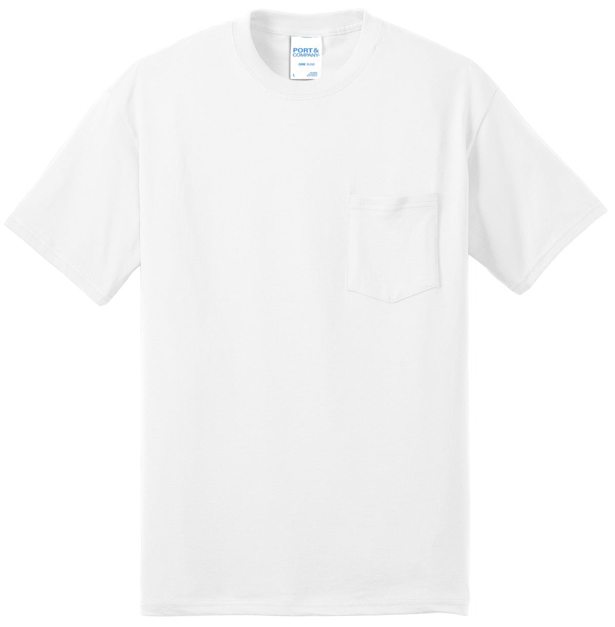 Port & Company Core Blend Pocket Tee. PC55P White