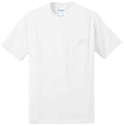 Port & Company Core Blend Pocket Tee. PC55P White